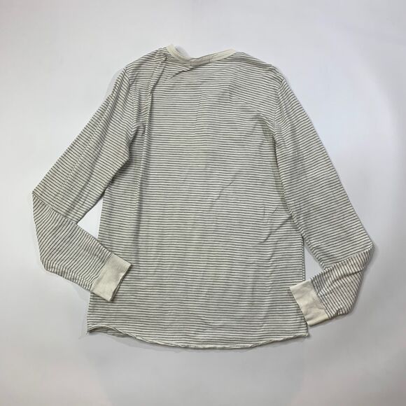 Marine Layer Shirt Mens Small White Black Henley Lightweight Cotton Blend Stripe - Picture 7 of 9